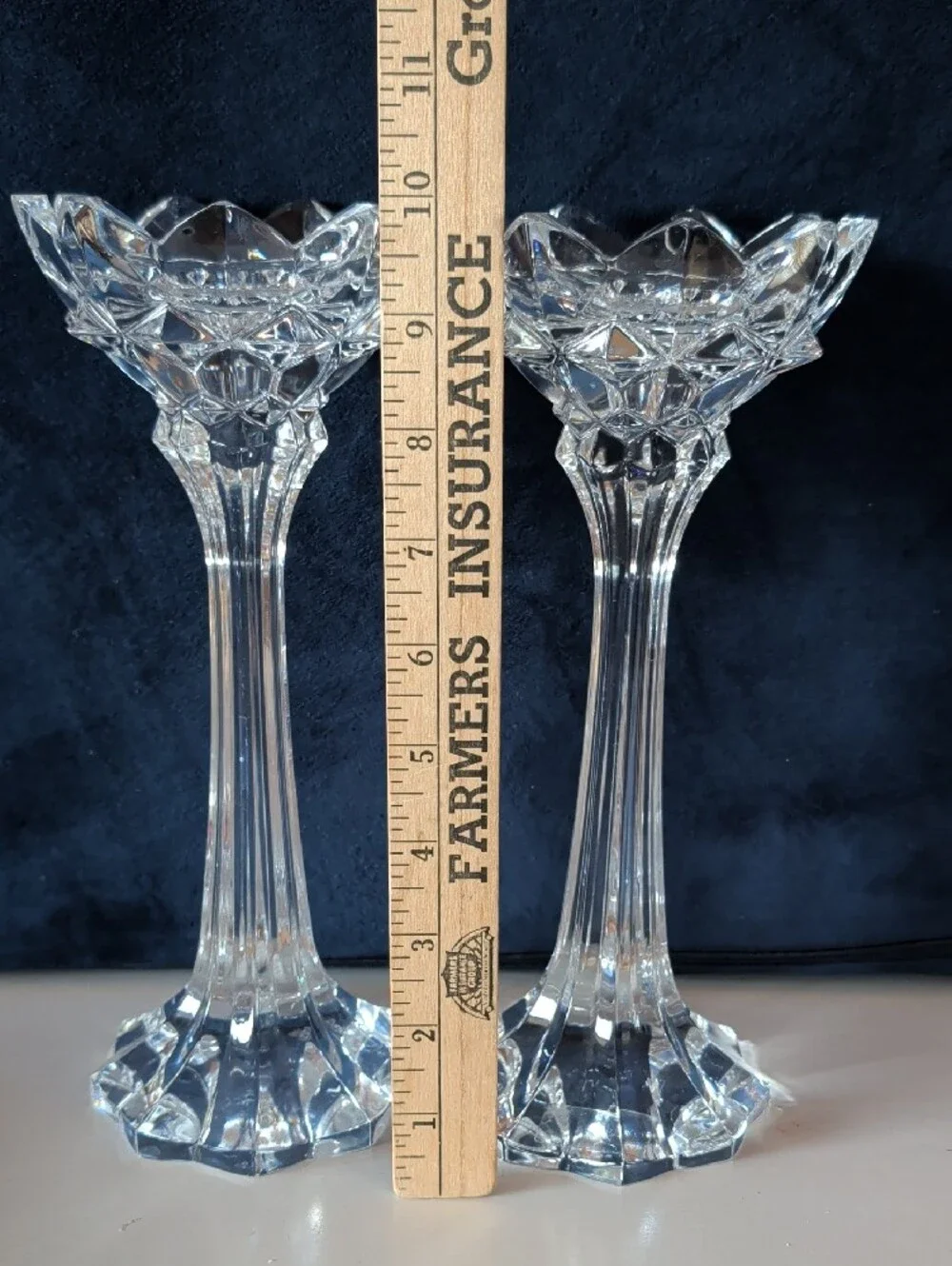 2 Mikasa Royal Crown, Lead Crystal Candlesticks. Fluted Stem & a Flower-Shape.